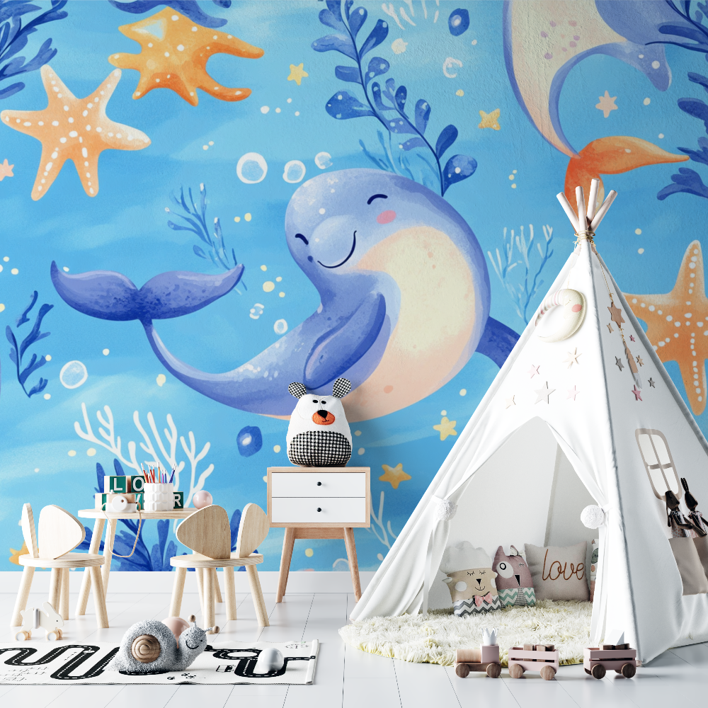 Papier peint marin theme ocean fille ou garcon chambre bebe