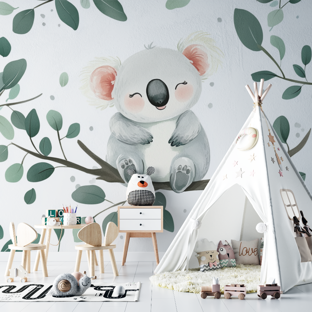 Papier peint koala nouveau ne pastel chambre bebe