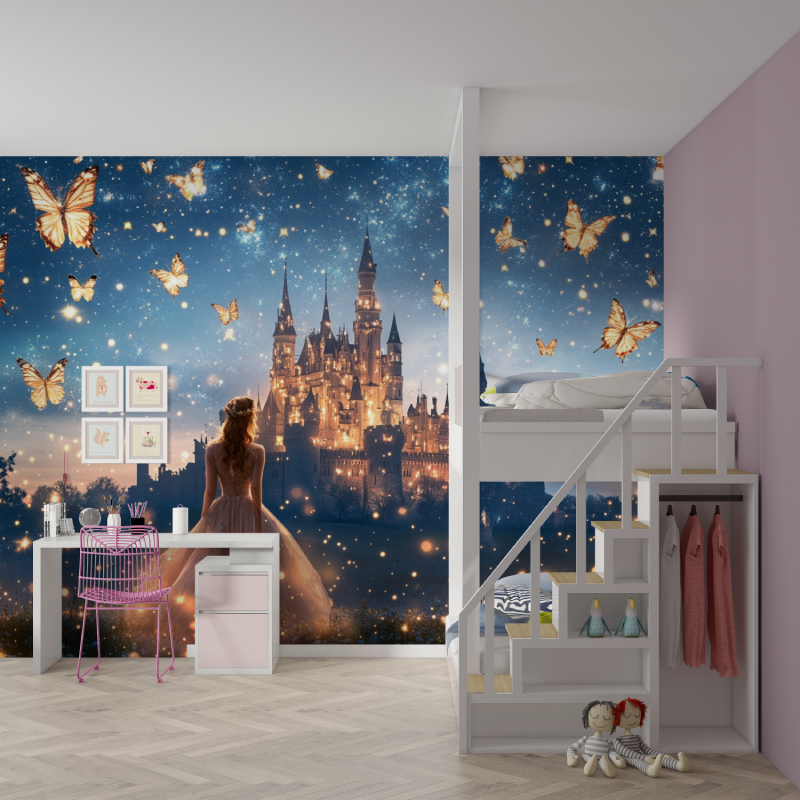 Papier peint princesse adulte mur chambre fille