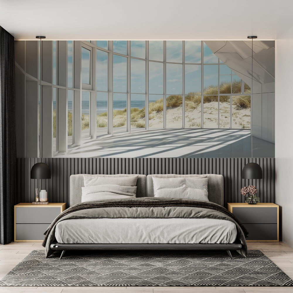 Panoramic view illusion mural w...er chambre adulte tendance