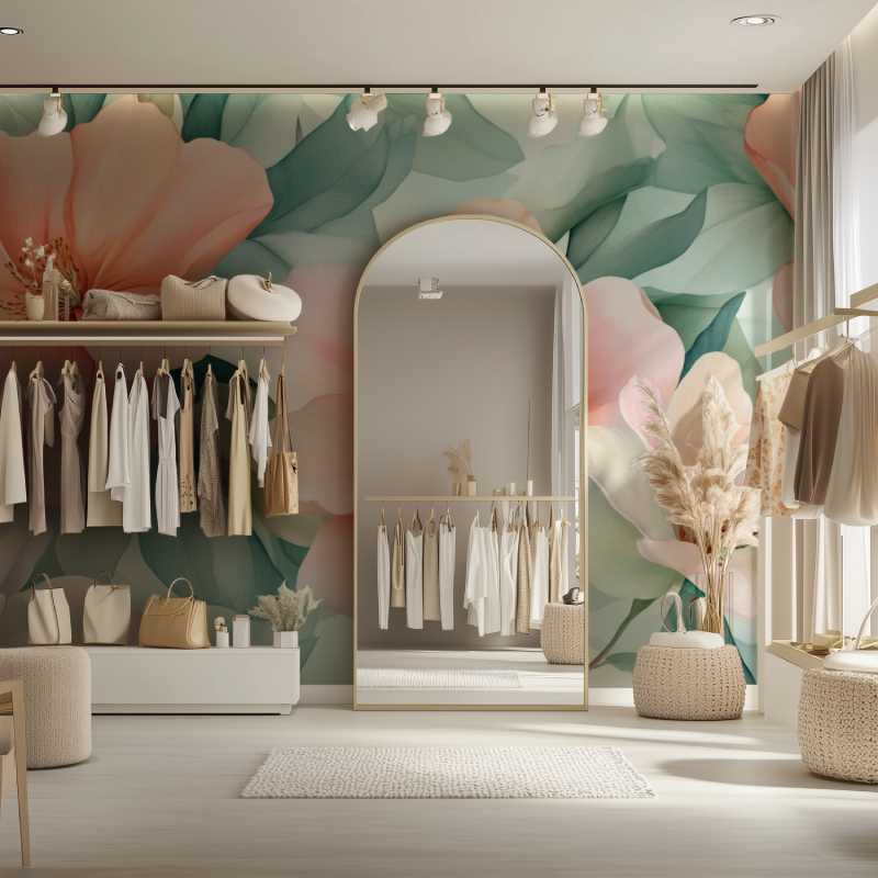 Papier peint fleur moderne en pointe dressing