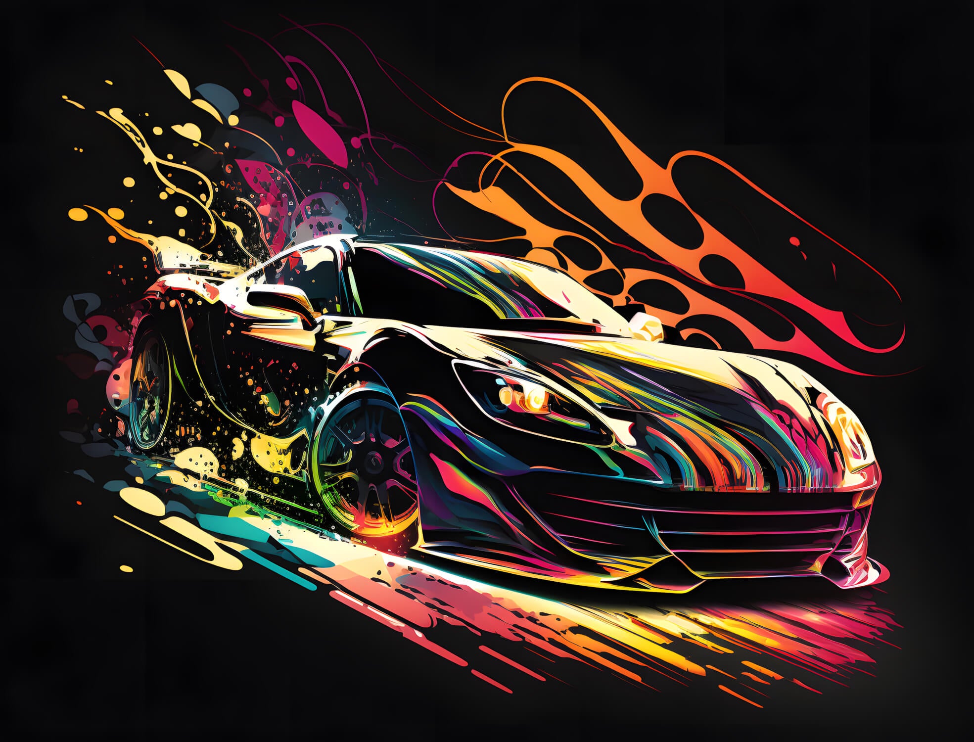 Papier Peint Voiture Noir Et Graffiti