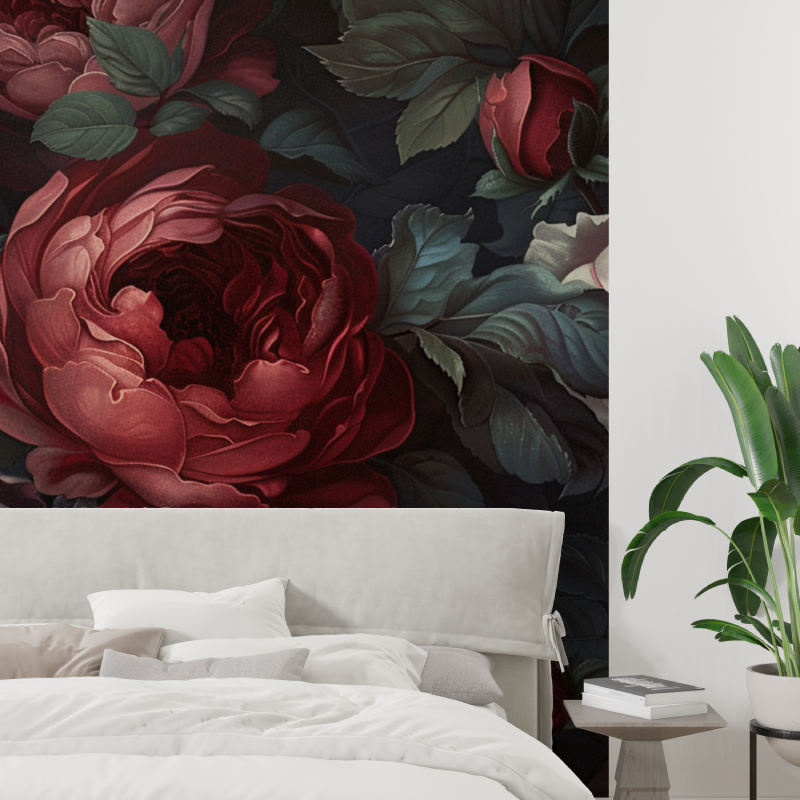 Papier peint pluie de fleurs tapisserie tendance