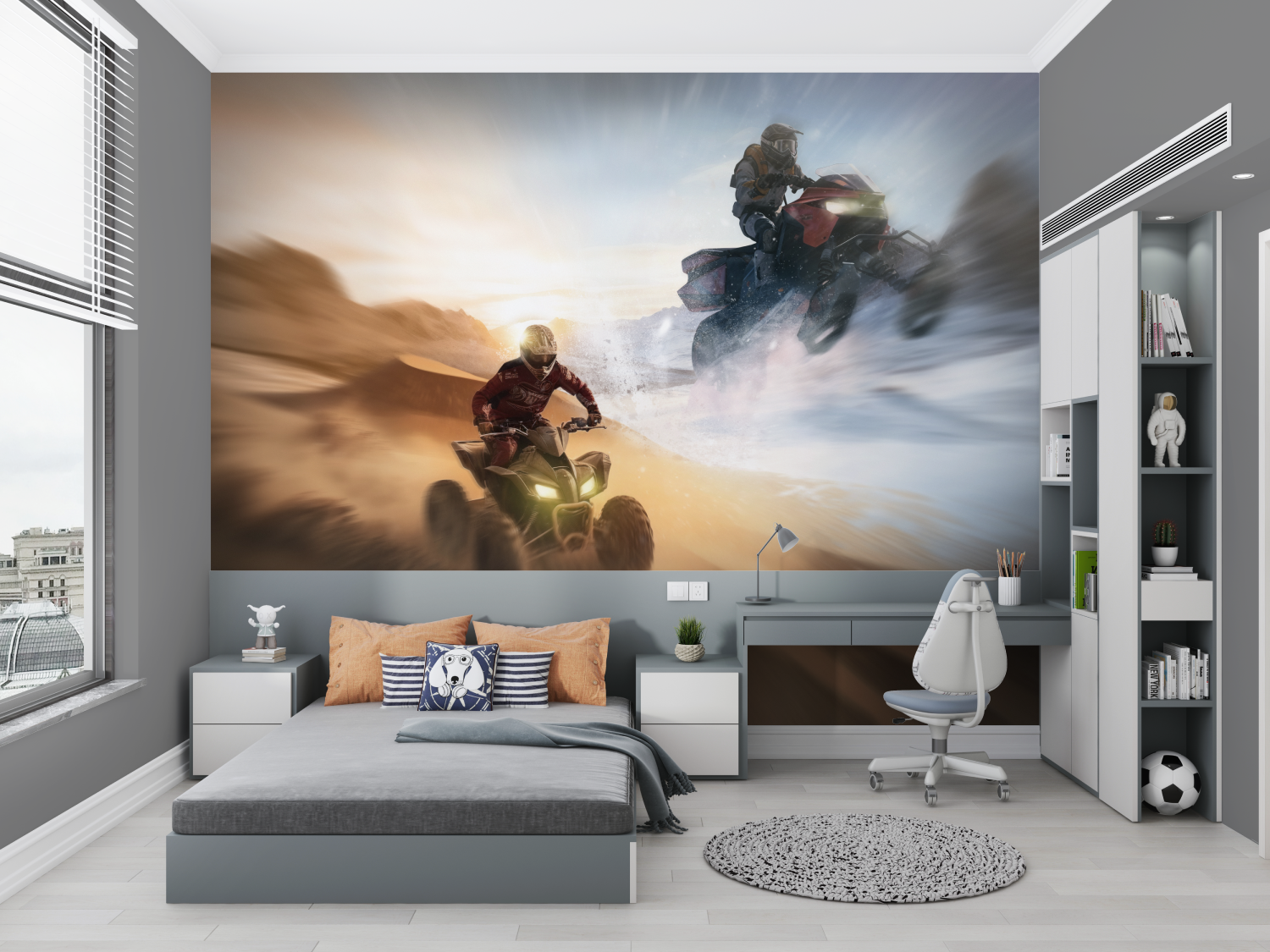 Papier peint garcon moto quad chambre petit