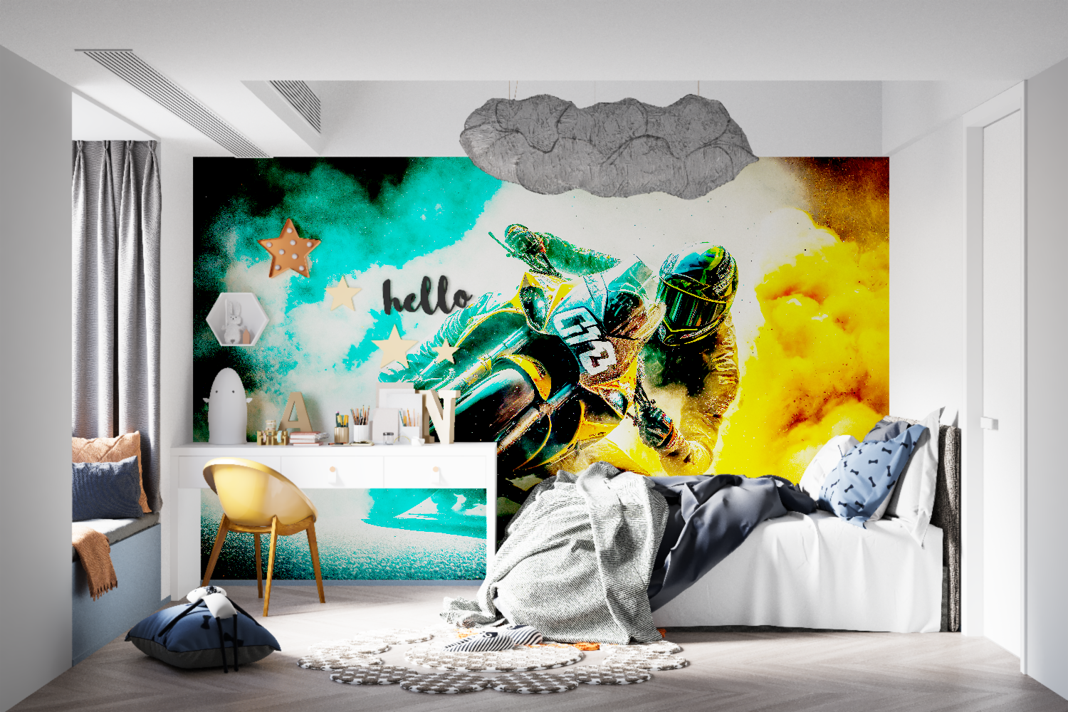 Papier peint moto de course tapisseries murale