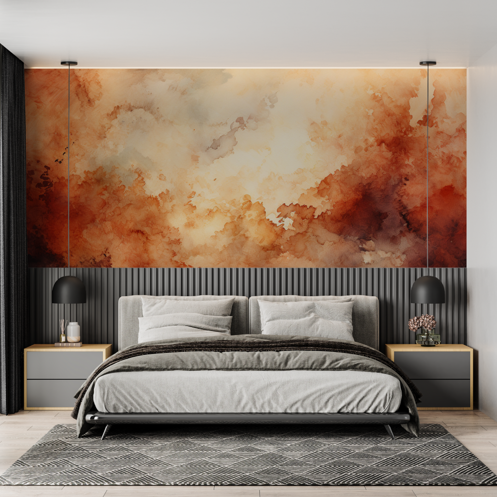 Papier peint aquarelle nuances foncee chambre adulte