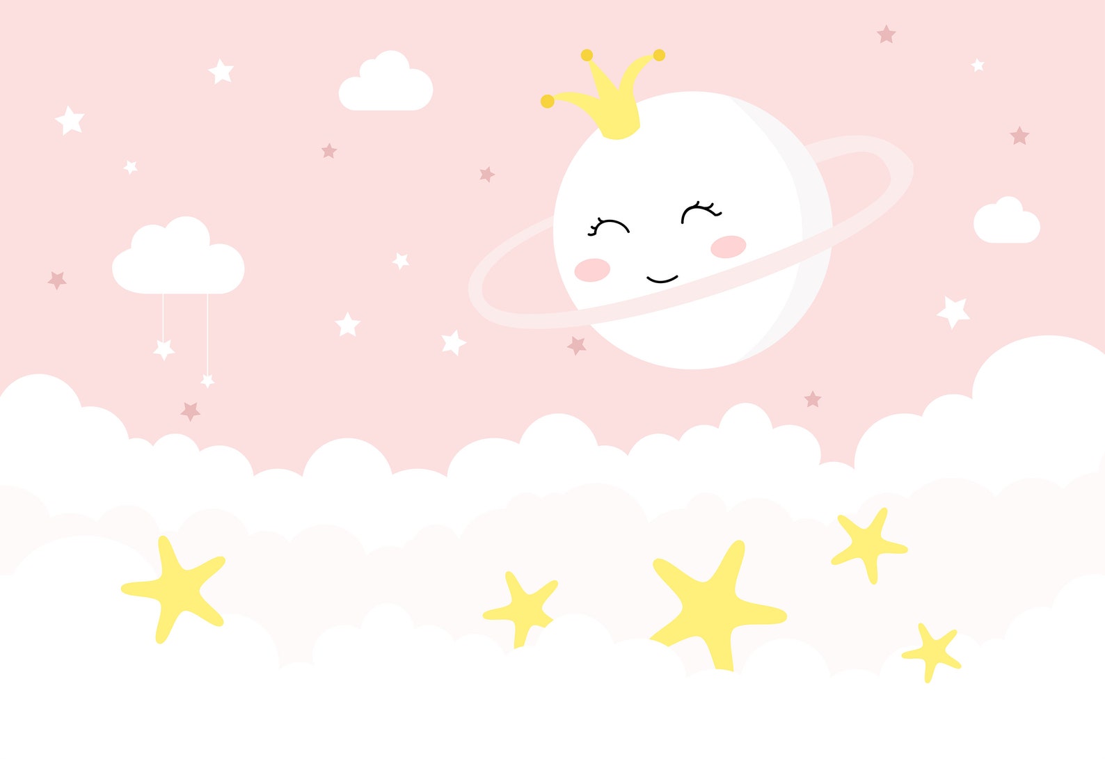 Carta da parati della camera da letto per bambini principessa