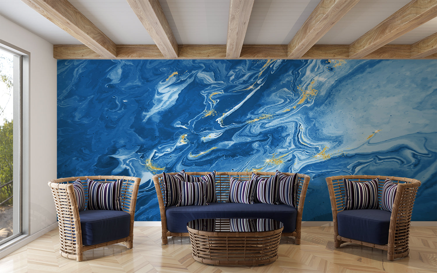 Papier Peint Marbre Bleu