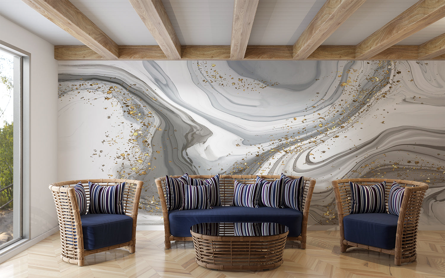 Papier Peint Effet Marbre Gris