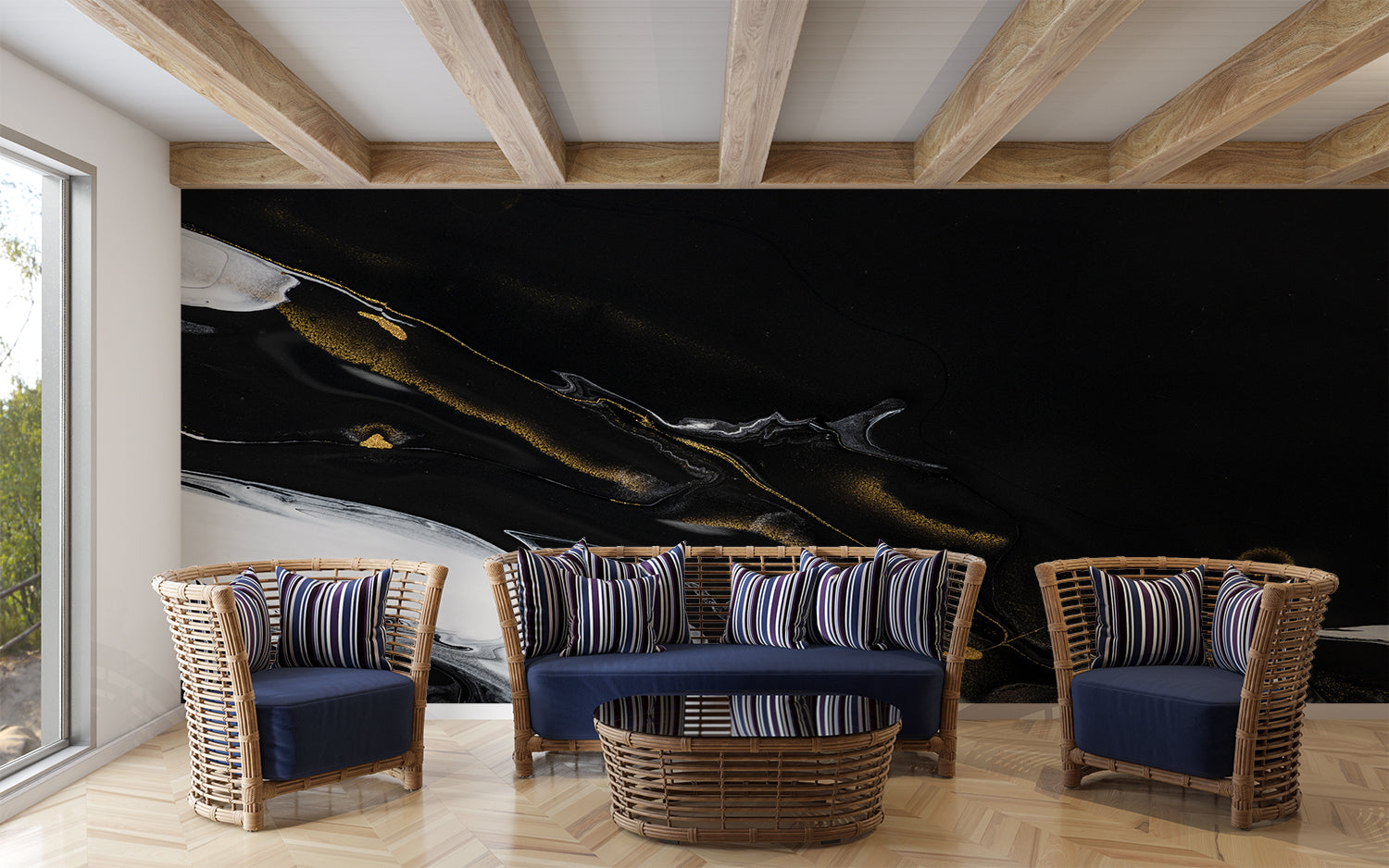 Papier Peint Effet Marbre Noir