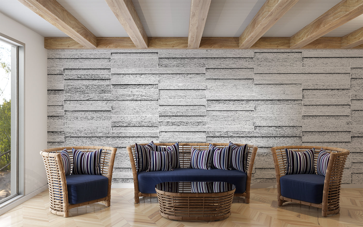 Papier Peint Intissé Brique Marbre Blanc