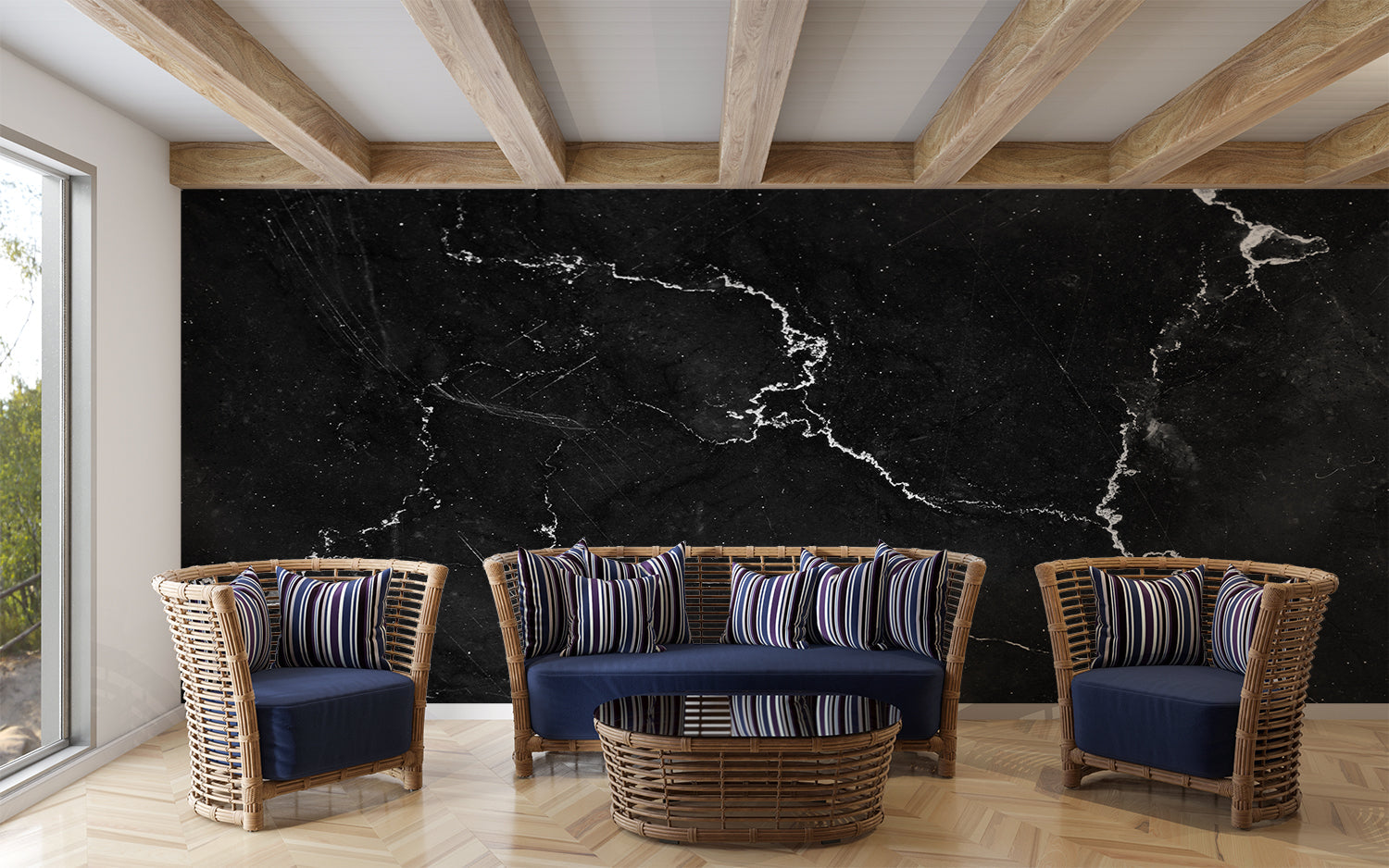 Papier Peint Marbre Noir Et Blanc