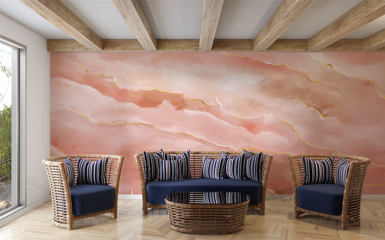 Papier Peint Marbre Rose Gold