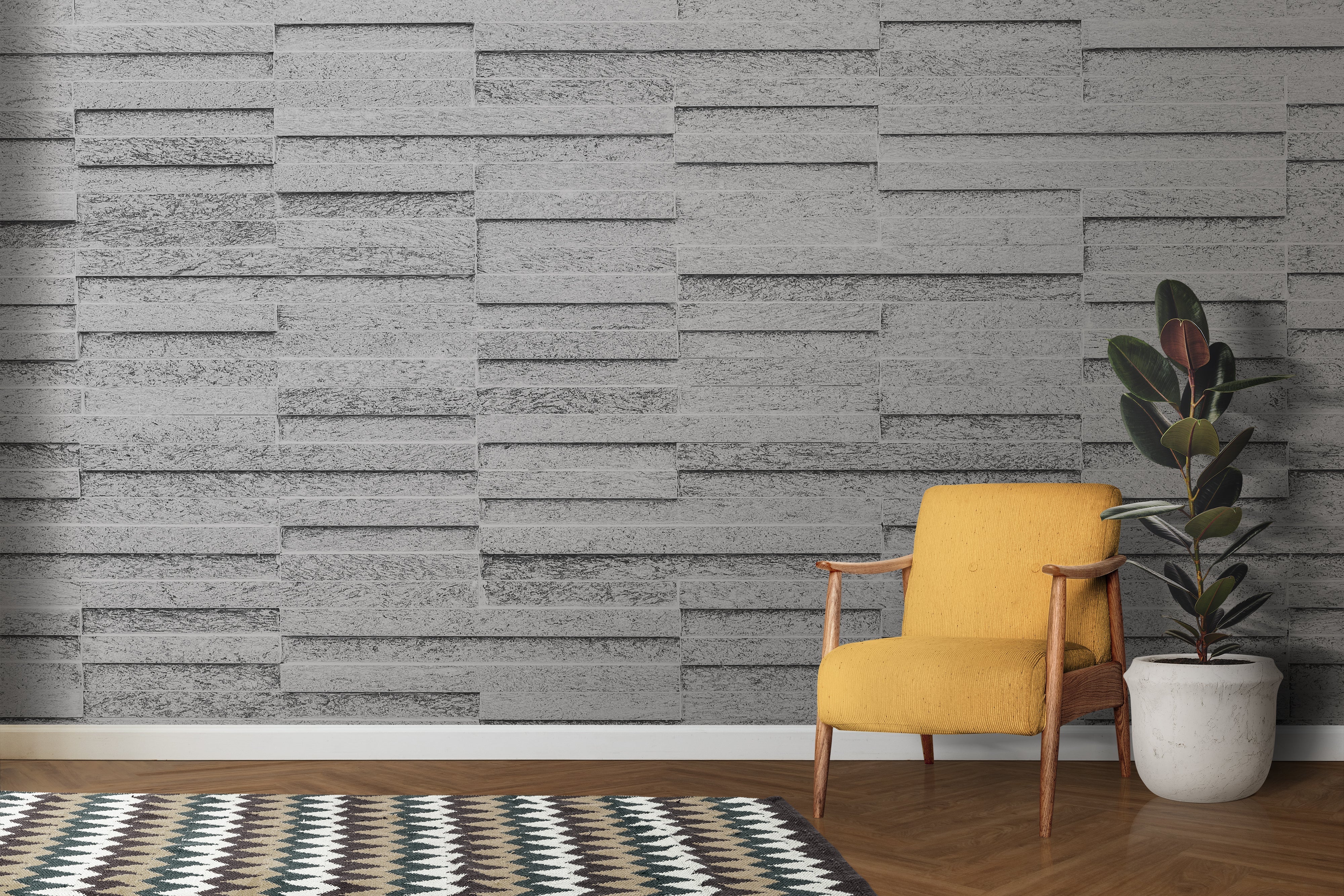 Papier Peint Intissé Brique Marbre Blanc