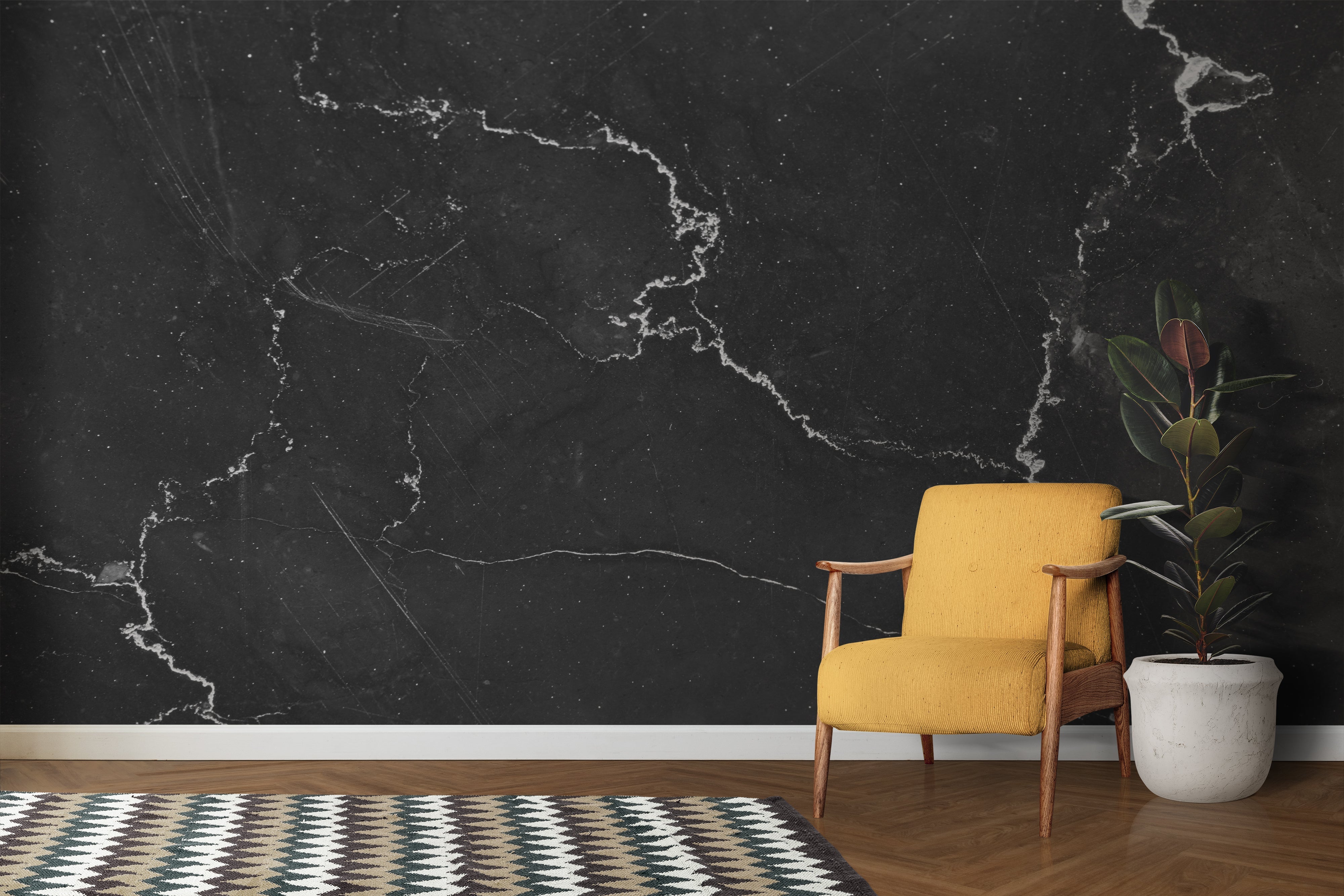 Papier Peint Marbre Noir Et Blanc