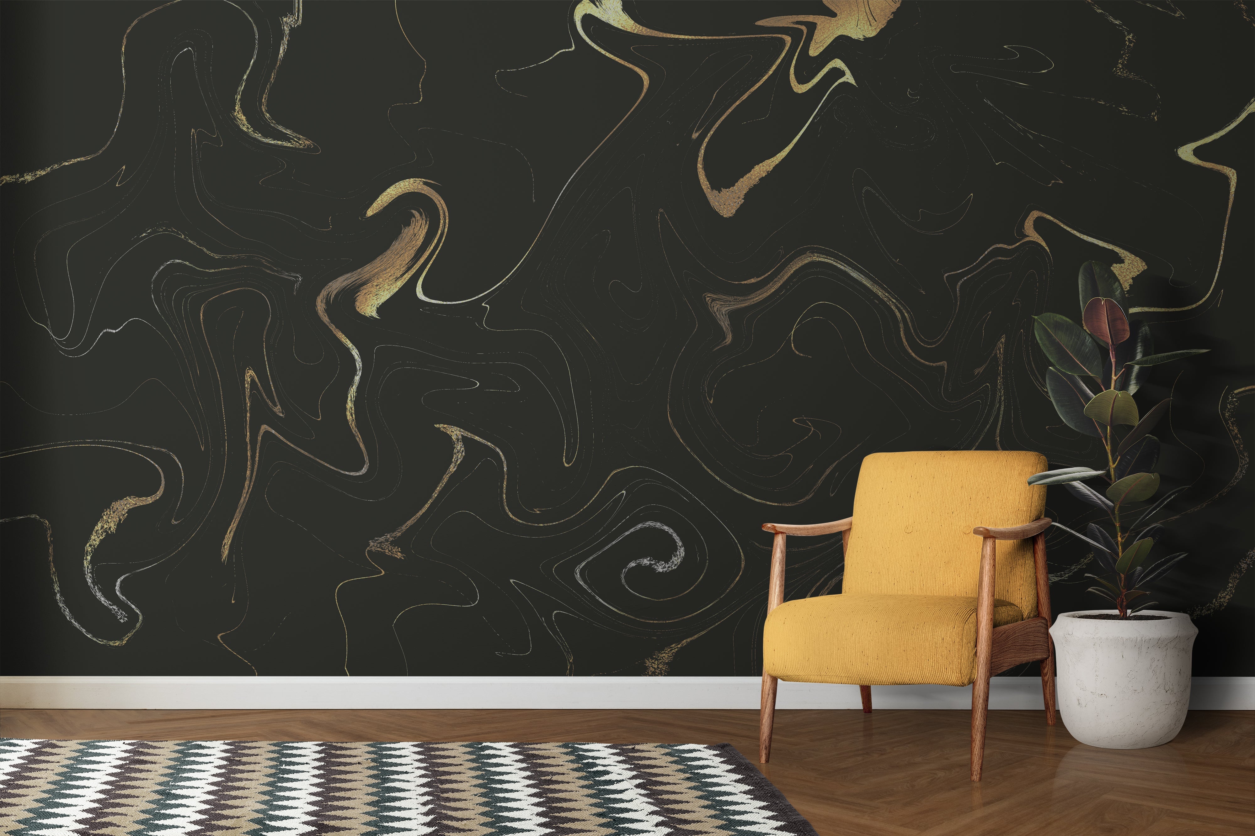 Papier Peint Marbre Or