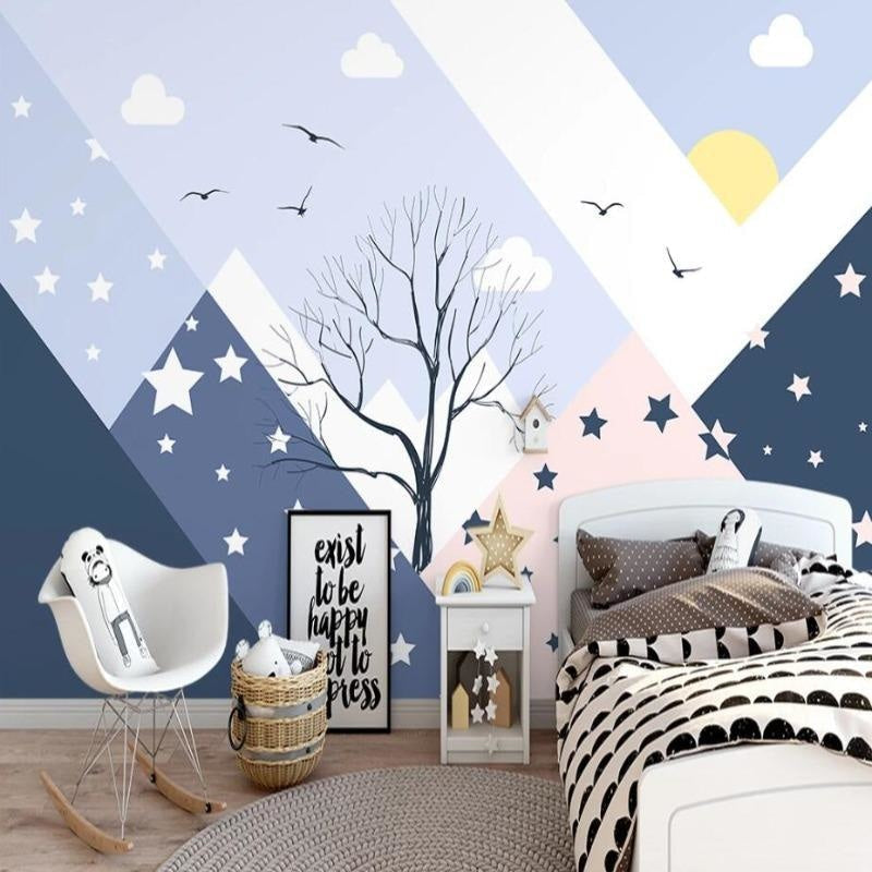 Papier Peint bleu avec étoile