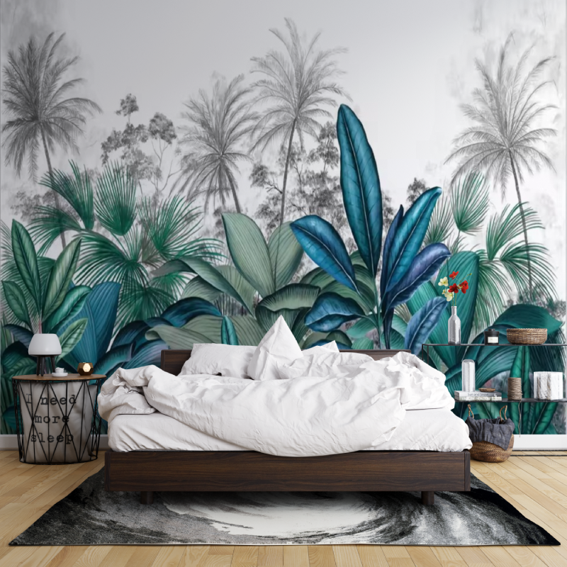 Entenblaue Laubtapete