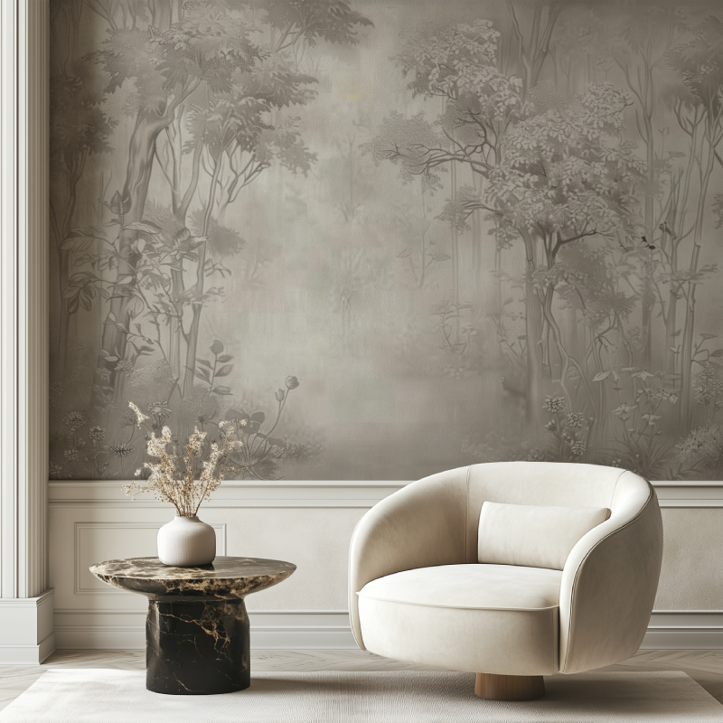 Papier Peint Forêt Sépia Tendance