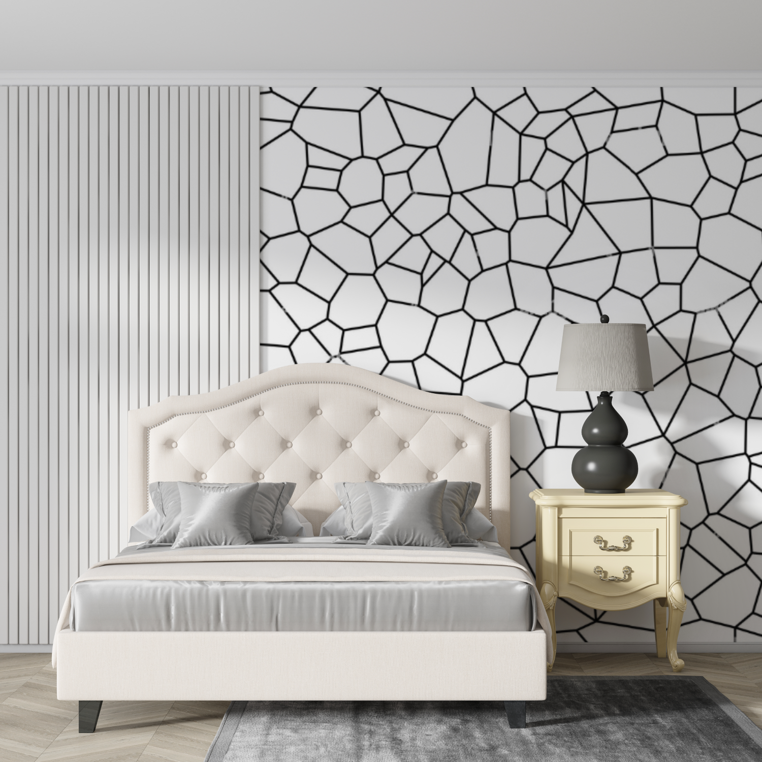 Carta da parati geometrica in bianco e nero