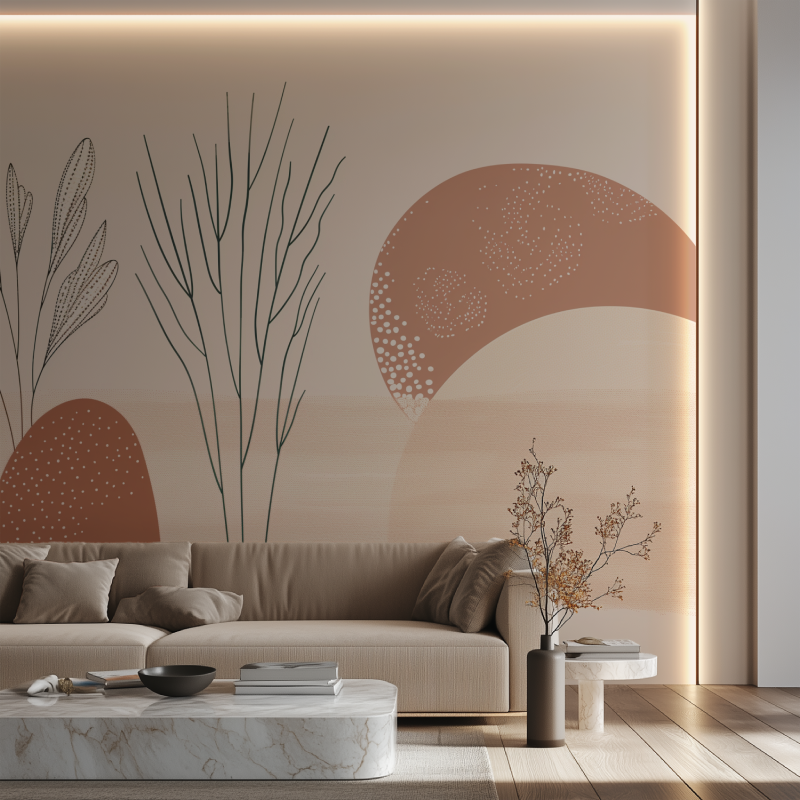 Papier Peint Japandi Fleurs Panoramique