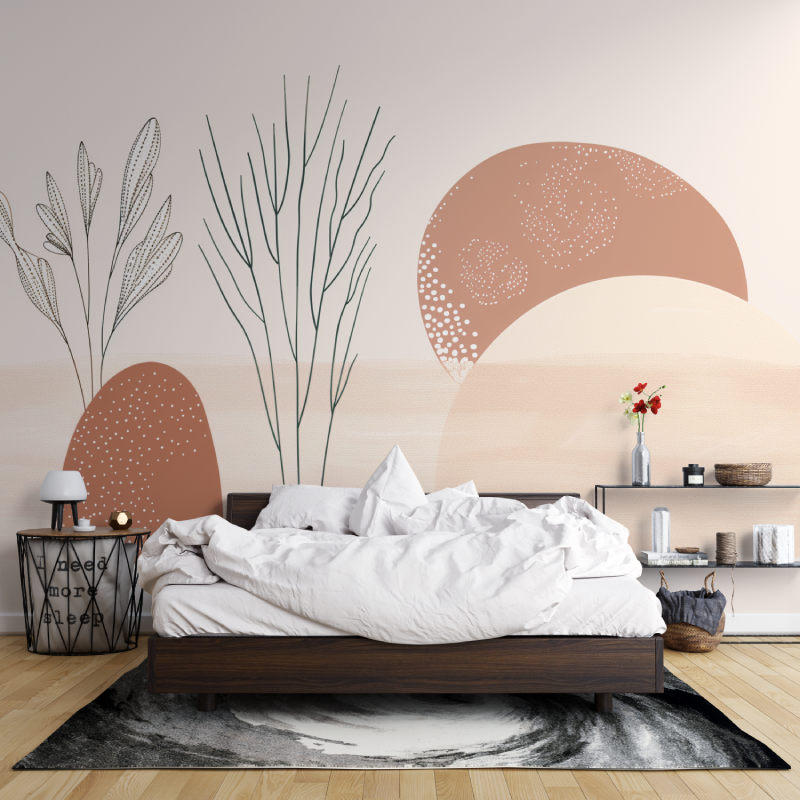 Papier Peint Japandi Fleurs Panoramique