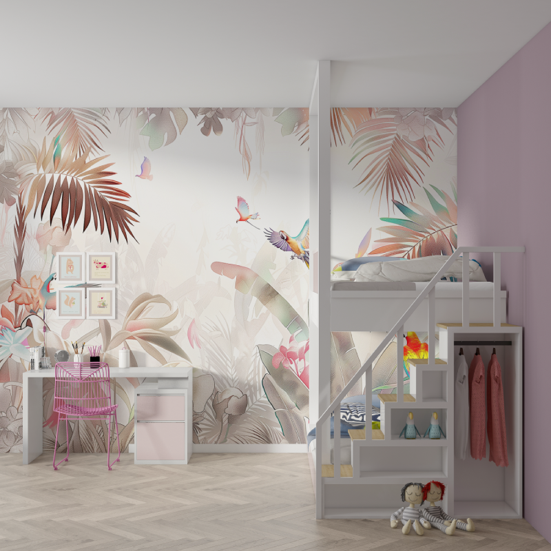 Papier Peint Jungle Rose