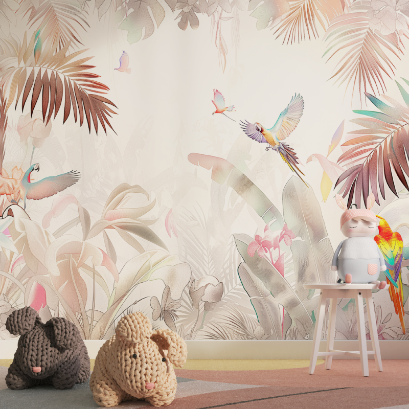 Papier Peint Jungle Rose