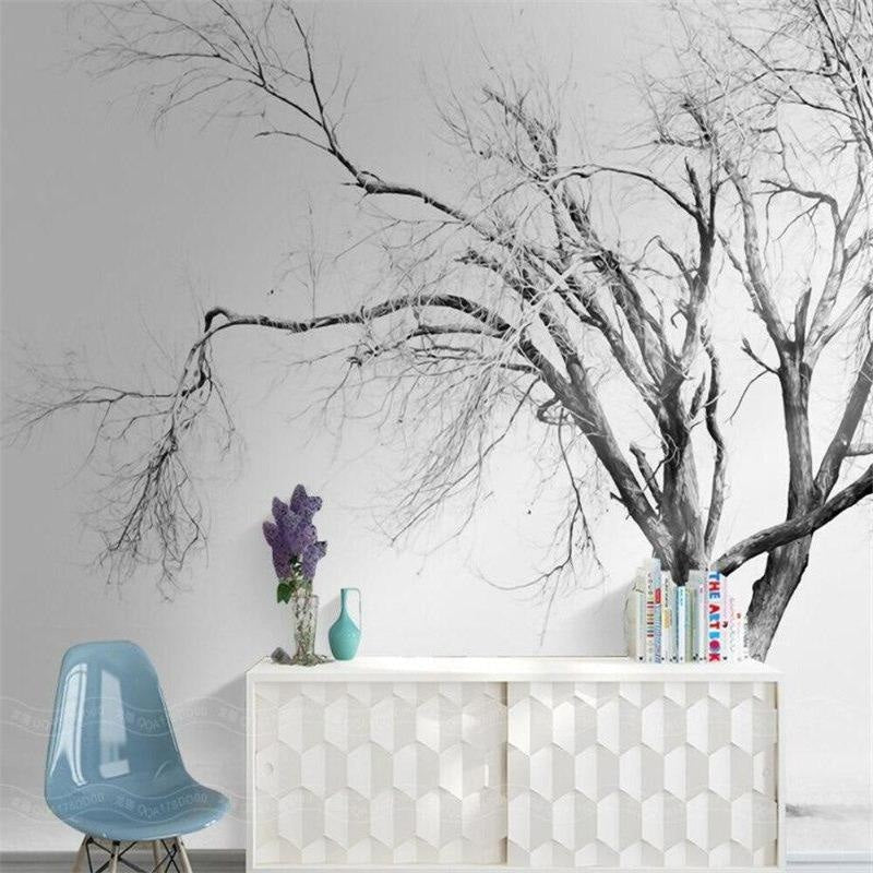 Papier Peint Noir et Blanc Arbre