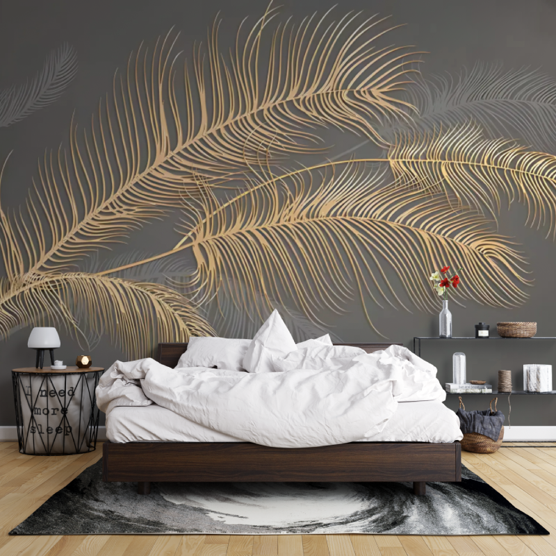 Tapete mit goldenem Blattwerk