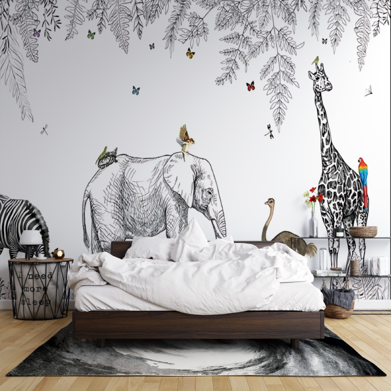 Schwarz-weiße Savannentapete