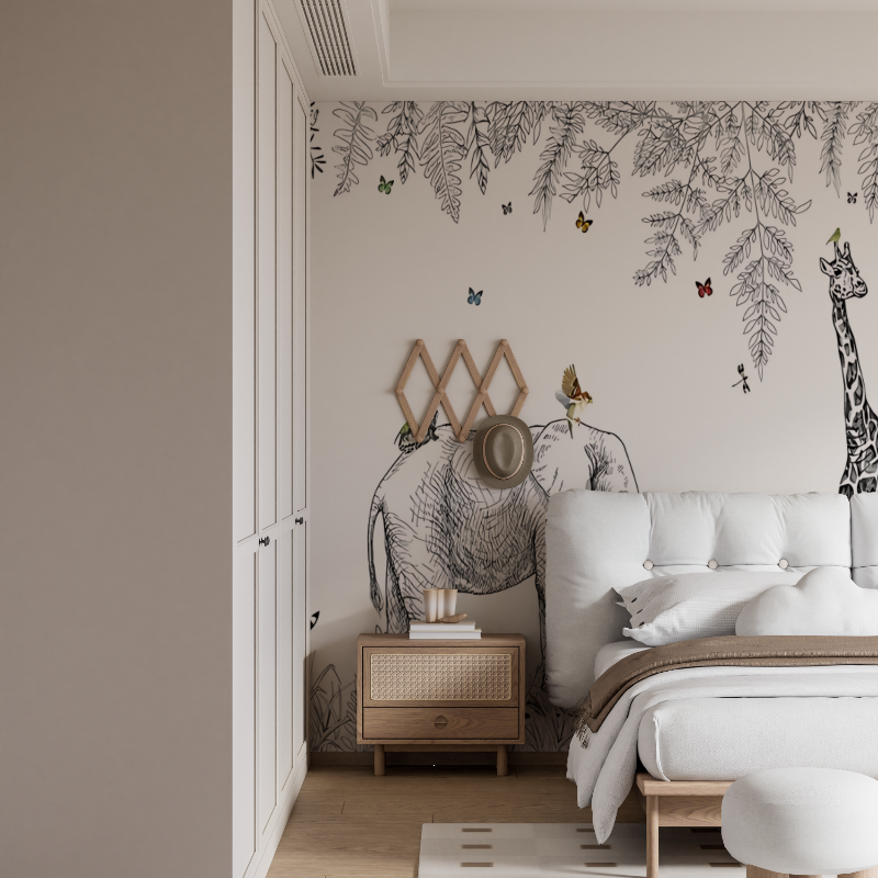 Schwarz-weiße Savannentapete