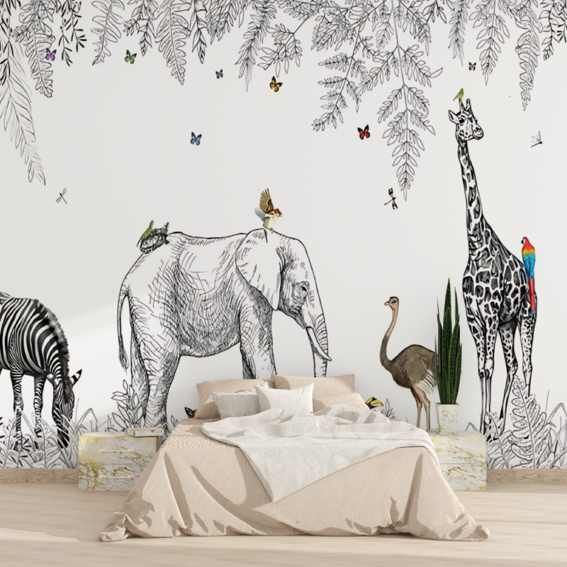 Papier Peint Savane Noir et Blanc