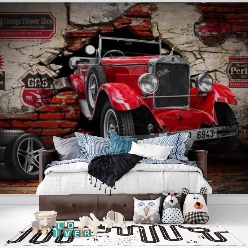 Trompe L'oeil Oldtimer-Tapete