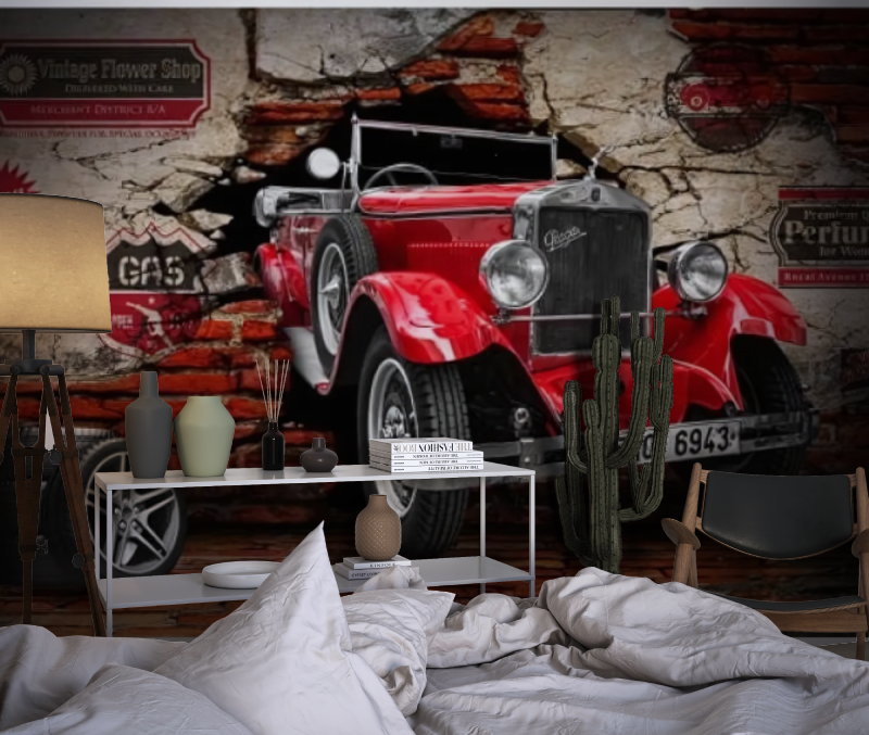 Trompe L'oeil Oldtimer-Tapete