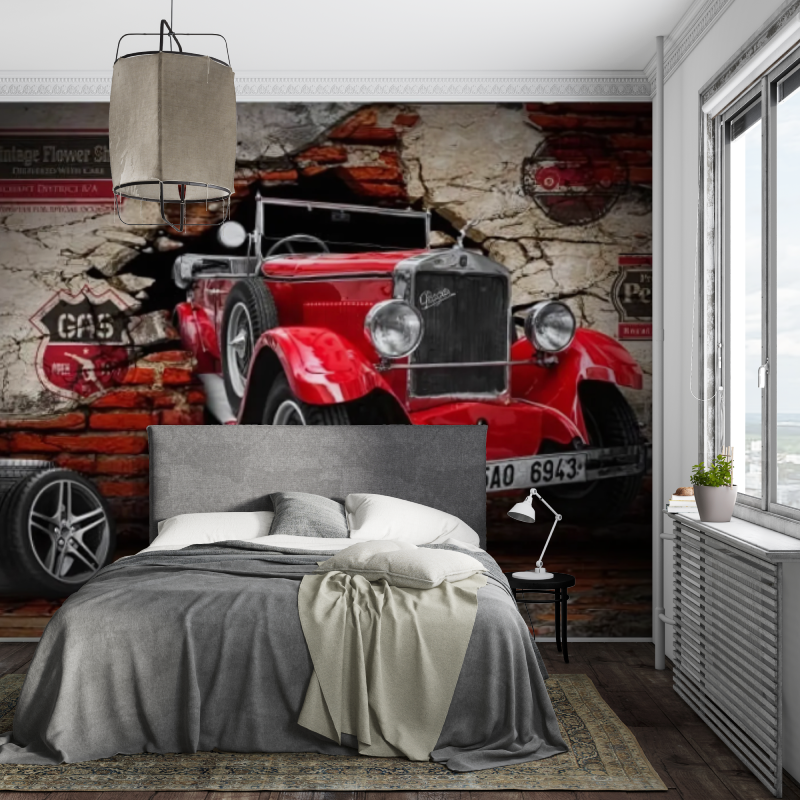 Trompe L'oeil Oldtimer-Tapete