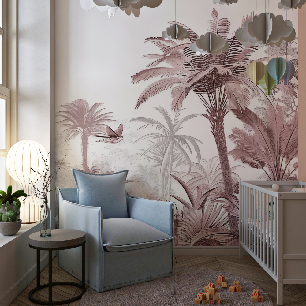 Papier Peint Tropical Rosé