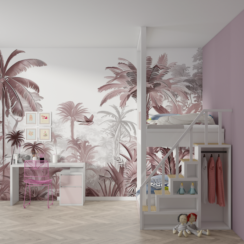 Papier Peint Tropical Rosé