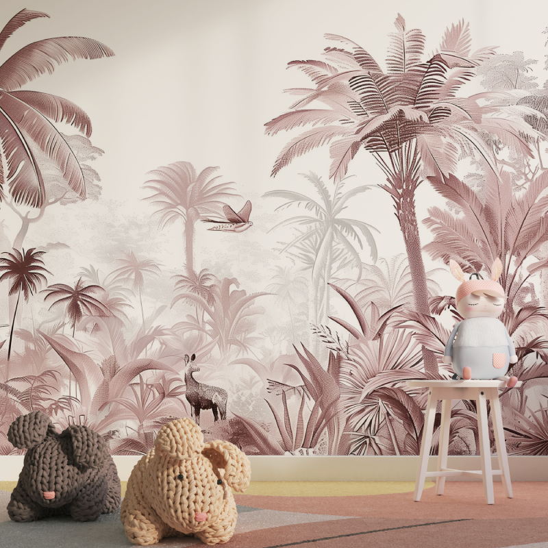 Papier Peint Tropical Rosé