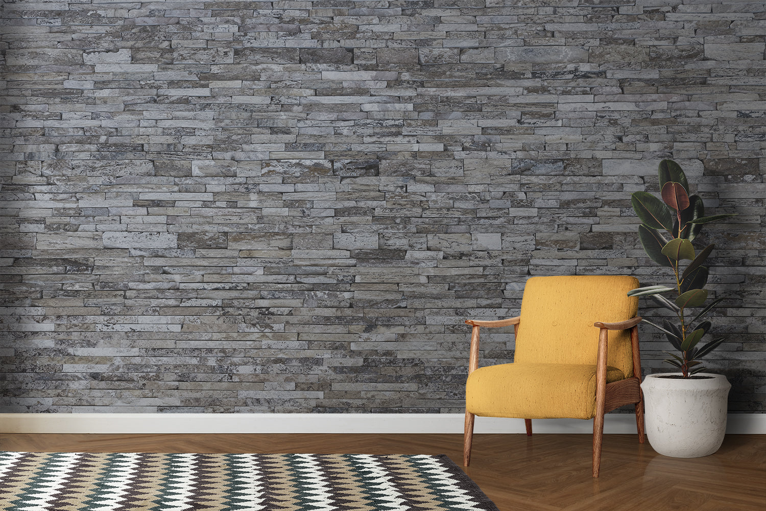 Papier Peint Brique 3D Gris