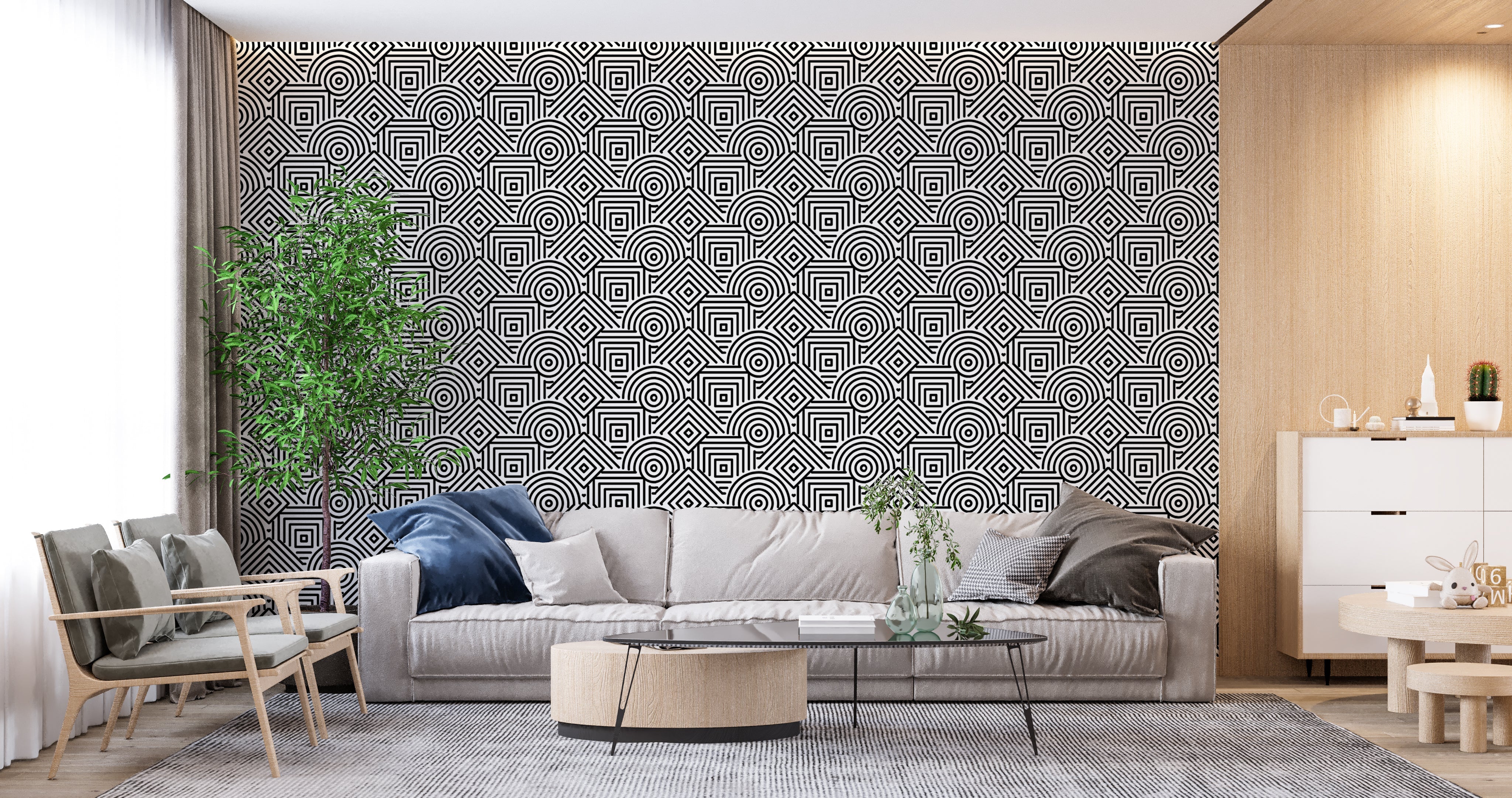Black and white art deco wallpaper