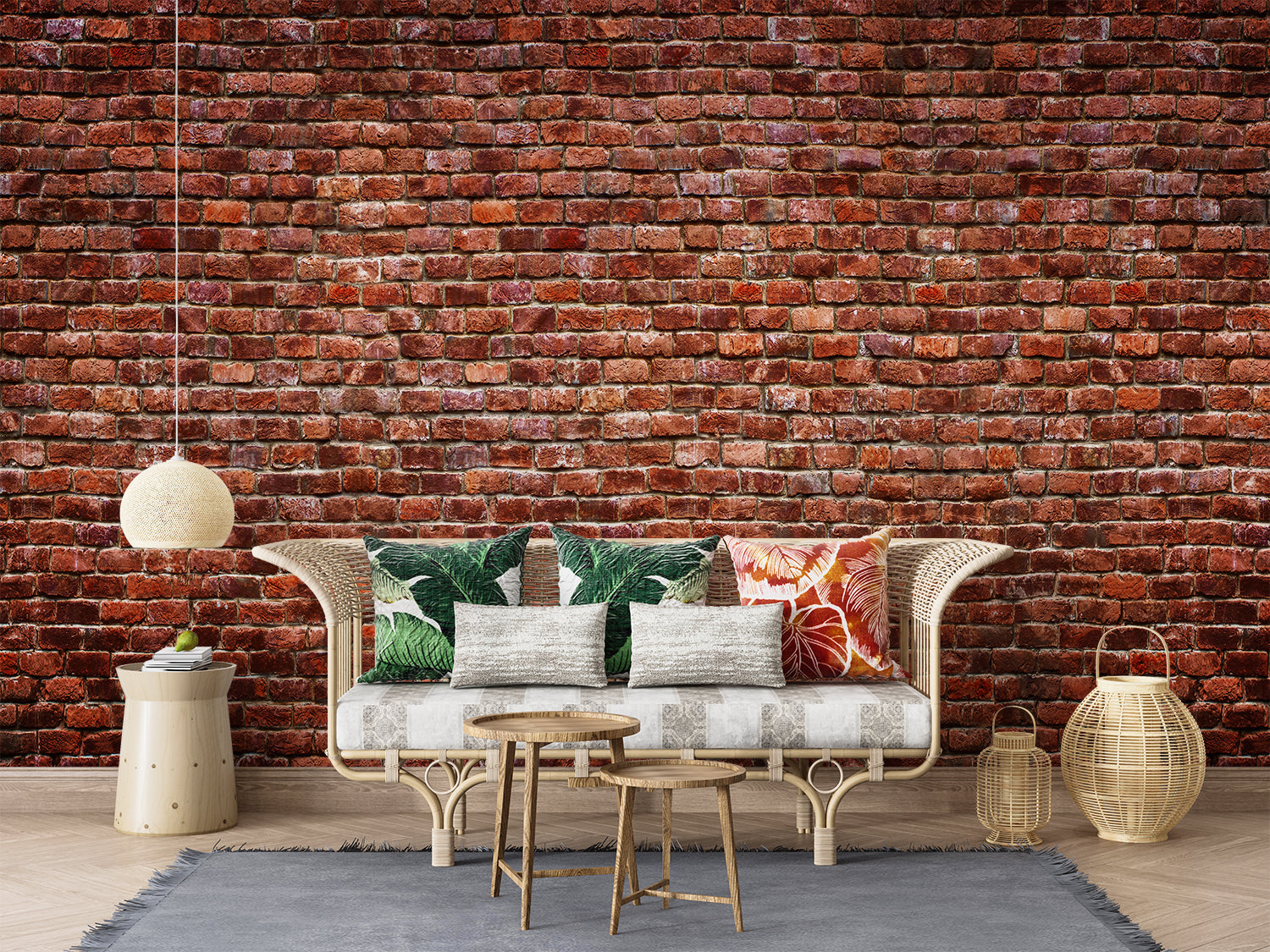 Papier Peint Aspect Brique Terracotta