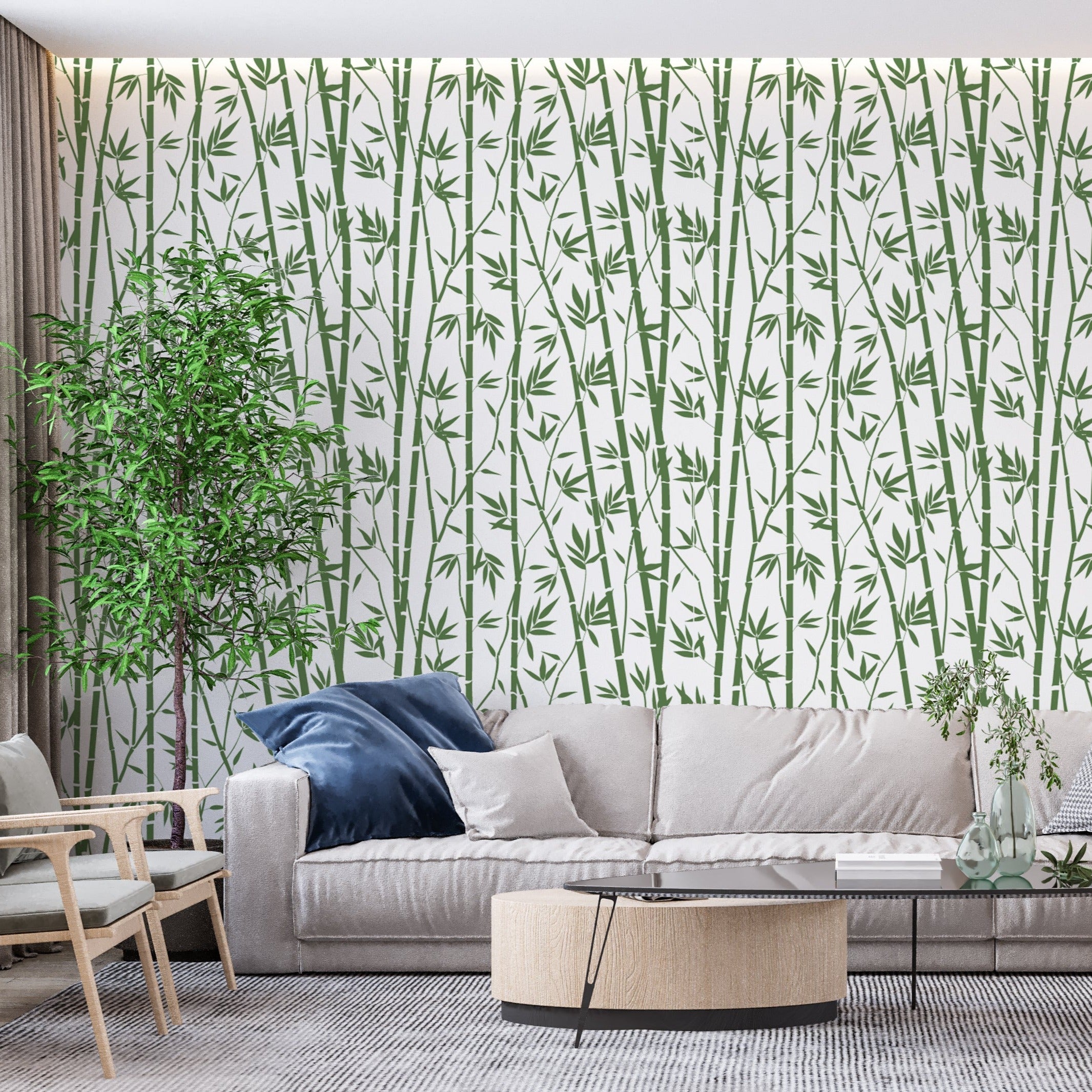 Papier Peint Bambou Blanc