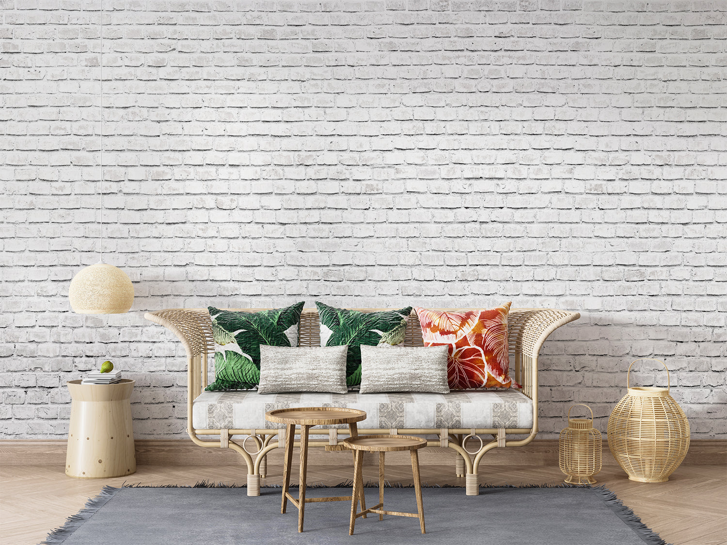 Papier Peint Blanc Brique