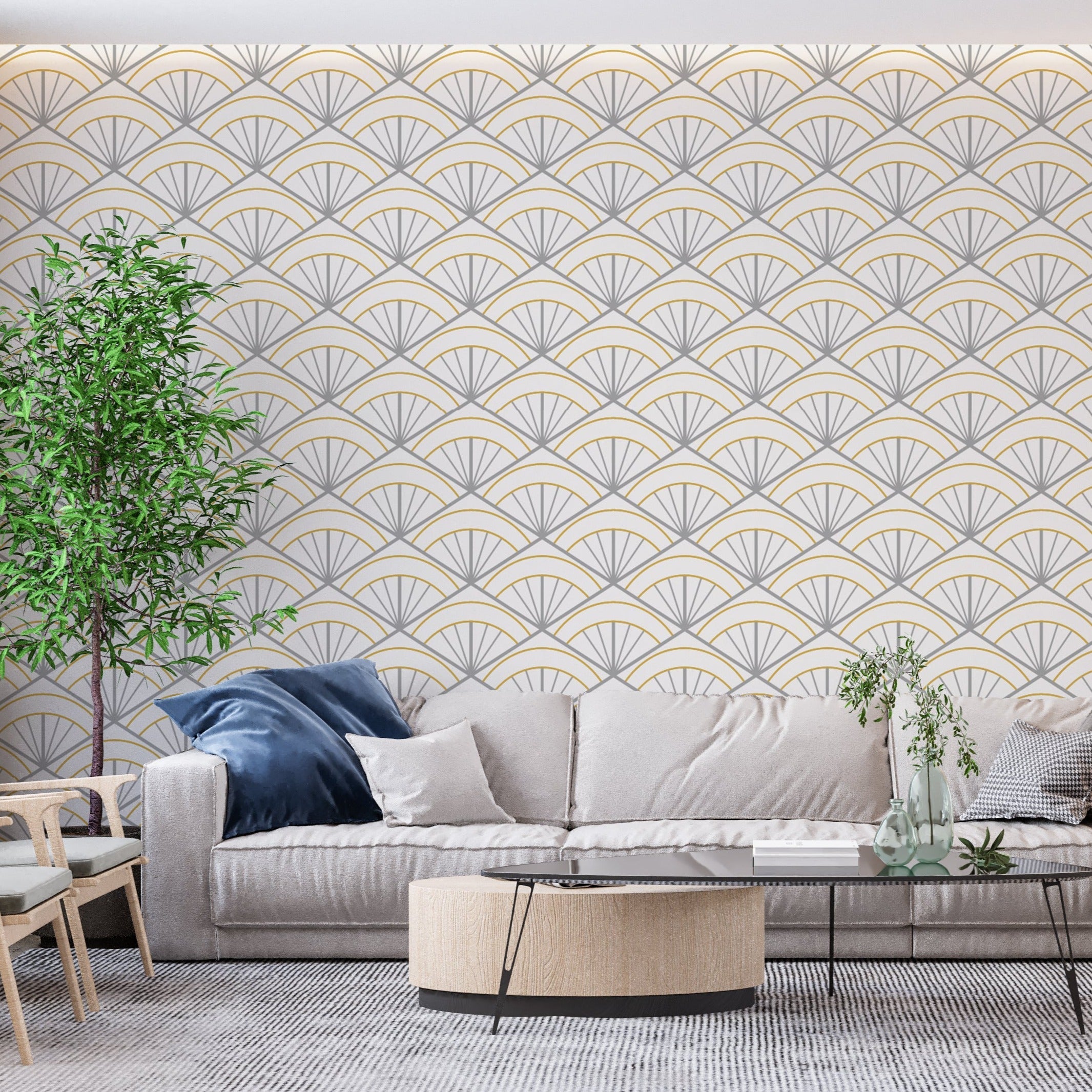 Papier Peint Blanc Argenté