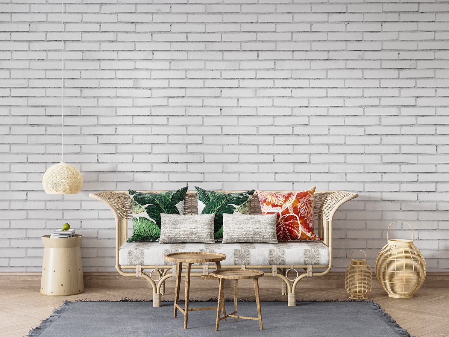 Papier Peint Brique Blanc Gris