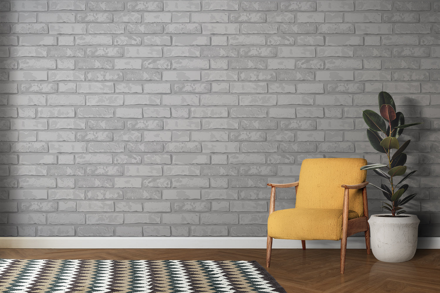 Papier Peint Brique Gris Clair