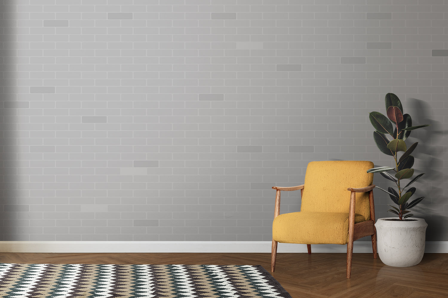 Papier Peint Brique Gris Et Blanc