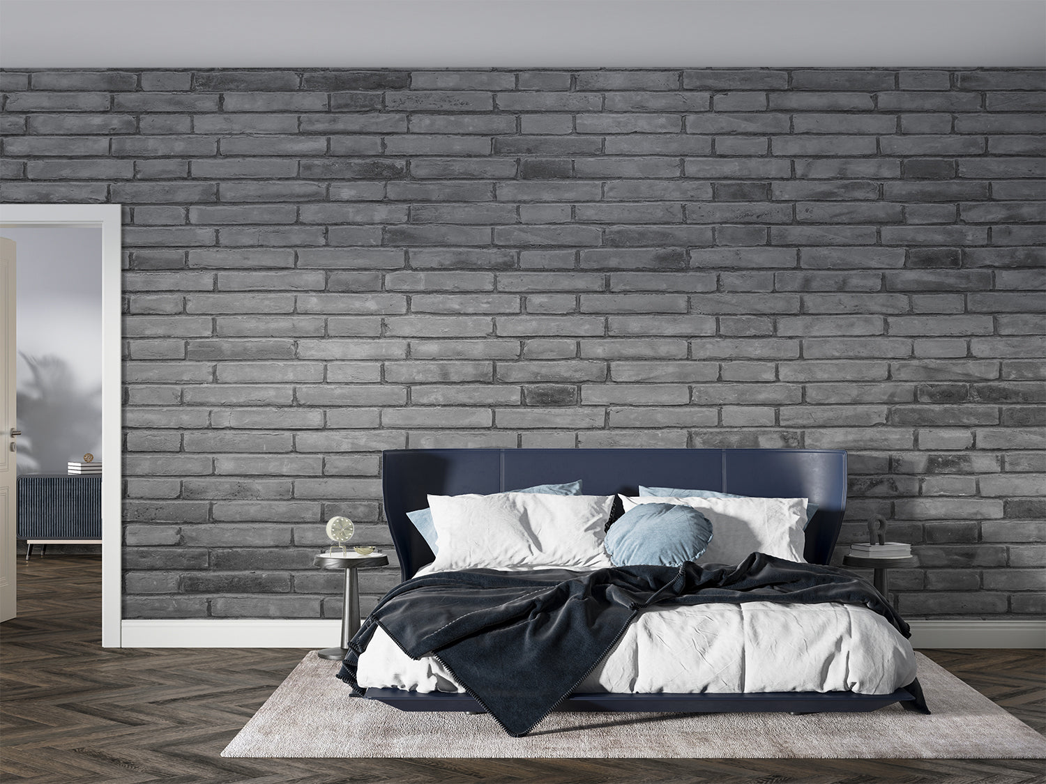 Papier Peint Brique Gris Foncé