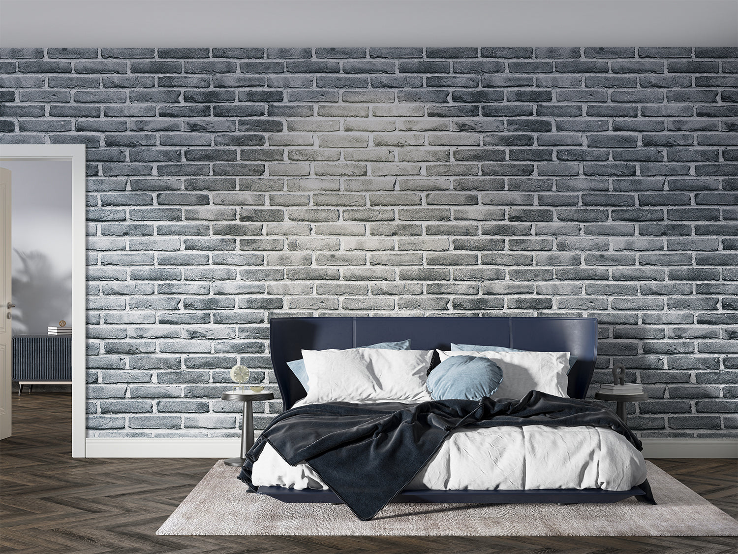 Papier Peint Effet Brique Gris